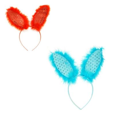  Антенка Уши зайца цветные с блестками 