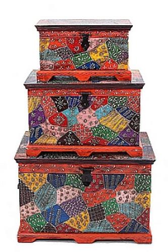 Сундук дерево роспись набор из 3-х  №152