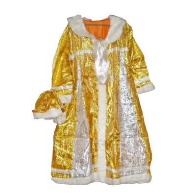  Костюм взрослый - "Снегурочка" меховой с узорами желтый 