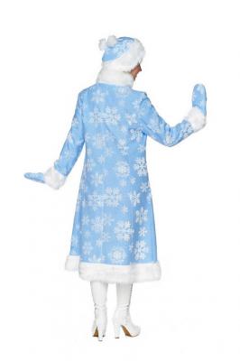  Костюм взрослый - "Снегурочка" меховой с узорами голубой 