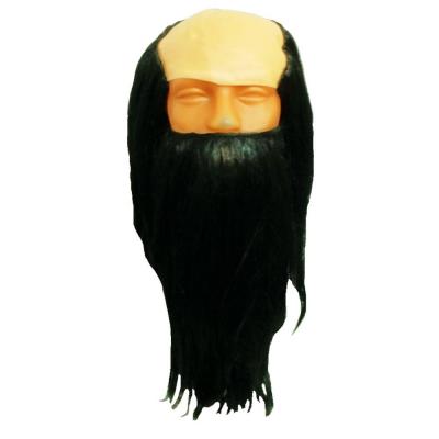  Комплект парик с лысиной и бородой - черный 