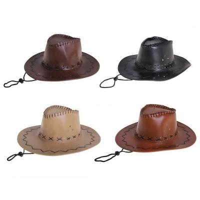 Шляпа ковбойская кожаная малая (разные цвета) 