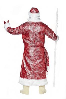  Костюм взрослый - "Дед Мороз" блестящий красный 