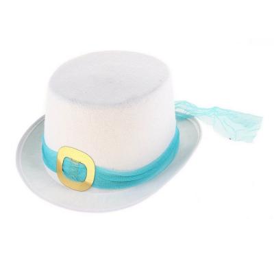  Цилиндр белый с лентой и пряжкой (H-12см) 