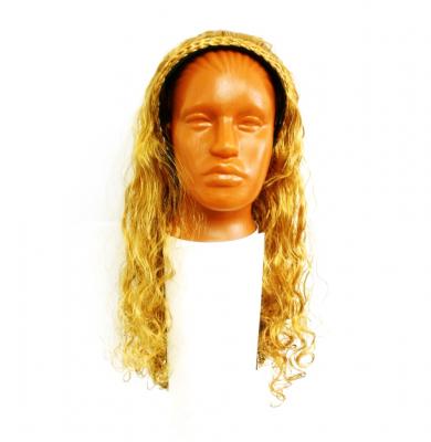  Парик с ободком маленькие кудряшки золотой 