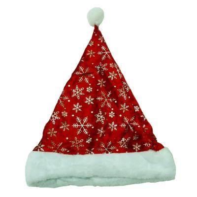  Колпак Санта Клауса красный с узором 
