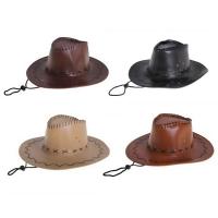  Шляпа ковбойская кожаная малая (разные цвета) 