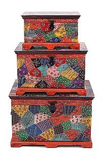 Сундук дерево роспись набор из 3-х  №152