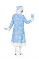  Костюм взрослый - "Снегурочка" меховой с узорами голубой 