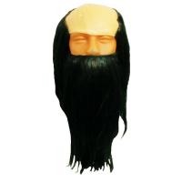  Комплект парик с лысиной и бородой - черный 