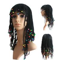  Парик Афрокосички с бусинками-черный 