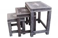 Стол-табурет(дерево, роспись) набор из 3 №162