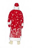  Костюм взрослый - "Дед Мороз" меховой с узорами красный 